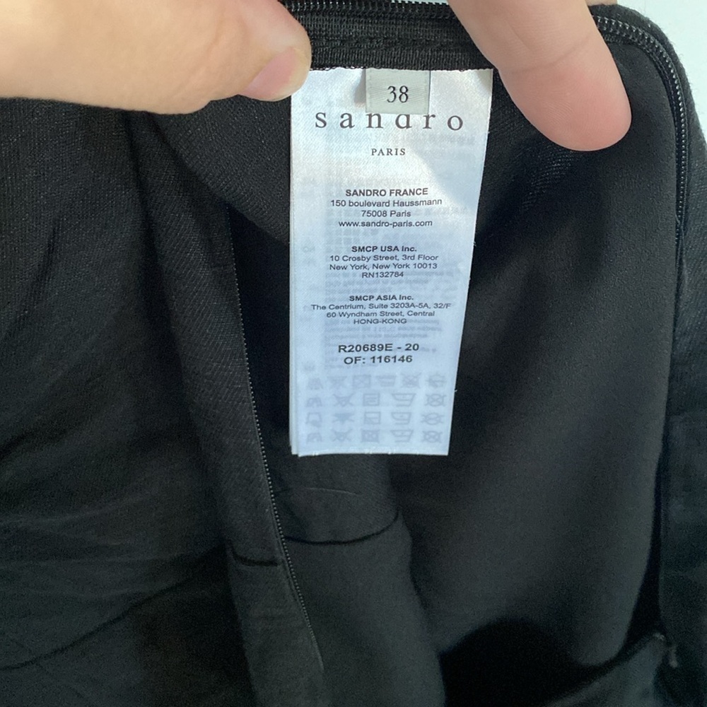 sandro Paris Ronald Gathered Linen Blend Mini Dress size FR38 (US 4/6) - Black - Picture 8 of 11